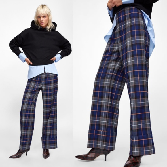 zara check trousers